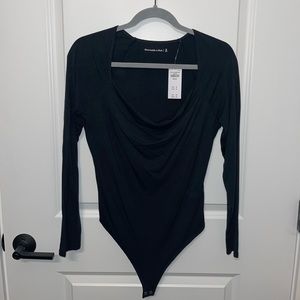 NEW WITH TAGS Abercrombie cowl neck black long sleeve body suit